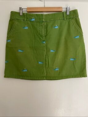 J. Crew ~ Green Embroidered Whale Cotton Skirt - Women